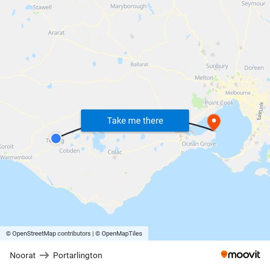 Noorat to Portarlington map