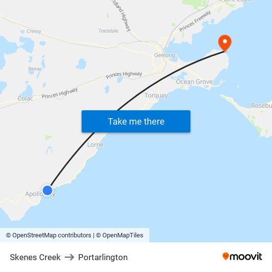 Skenes Creek to Portarlington map