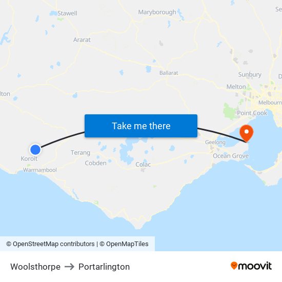 Woolsthorpe to Portarlington map