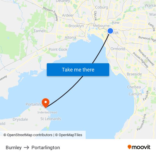 Burnley to Portarlington map