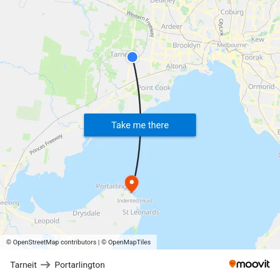Tarneit to Portarlington map