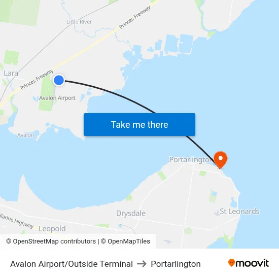Avalon Airport/Outside Terminal to Portarlington map