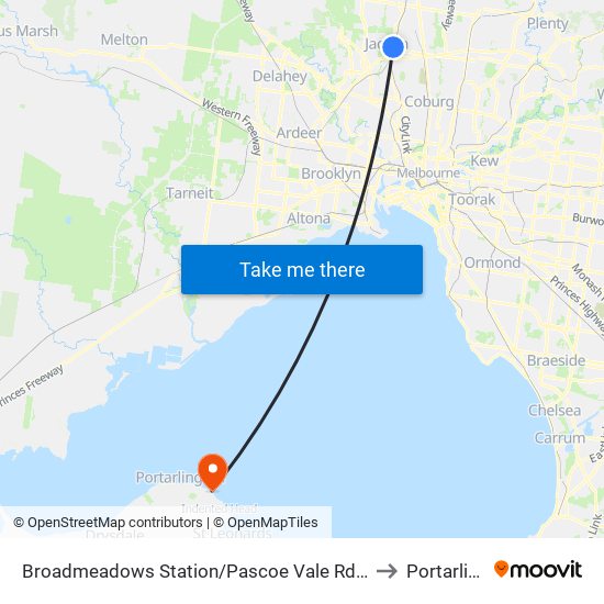 Broadmeadows Station/Pascoe Vale Rd (Broadmeadows) to Portarlington map