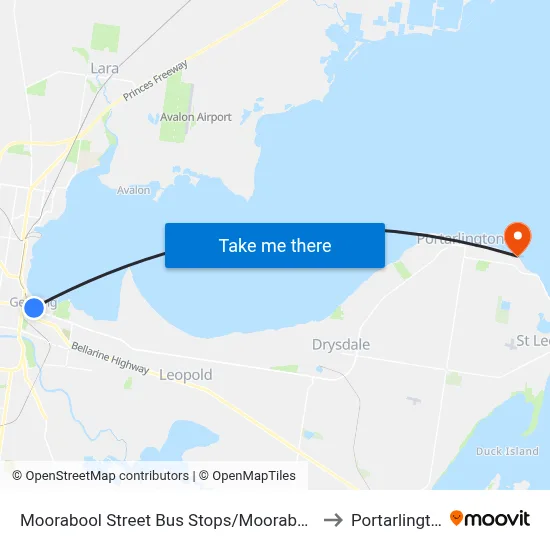 Moorabool Street Bus Stops/Moorabool St to Portarlington map