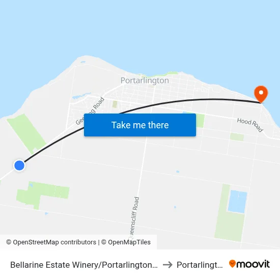 Bellarine Estate Winery/Portarlington Rd to Portarlington map