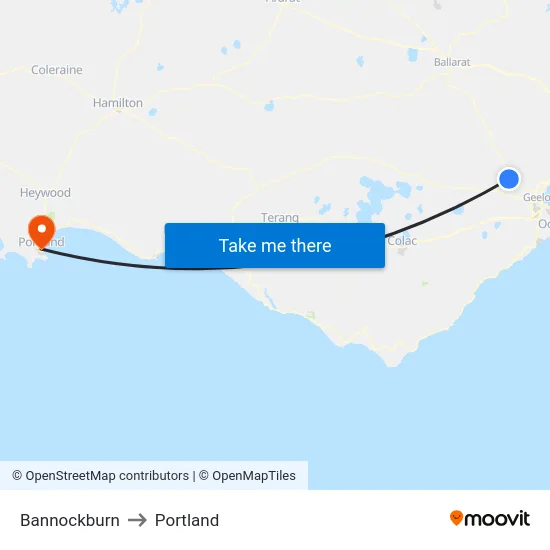 Bannockburn to Portland map