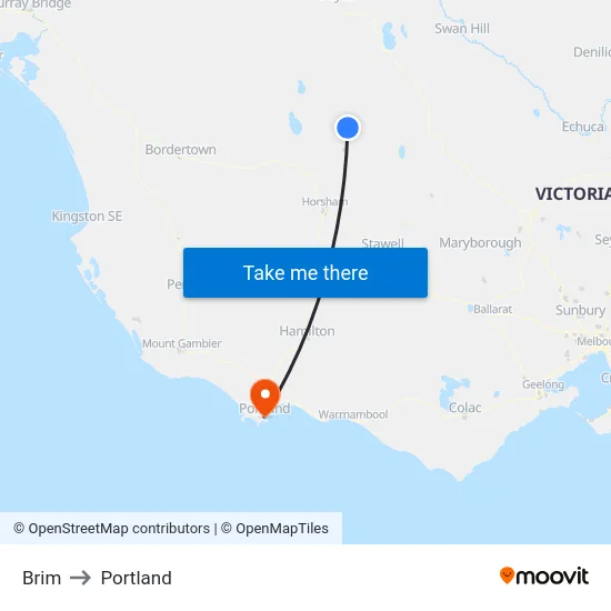 Brim to Portland map