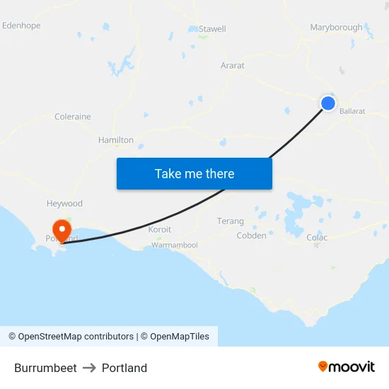 Burrumbeet to Portland map