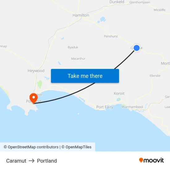 Caramut to Portland map