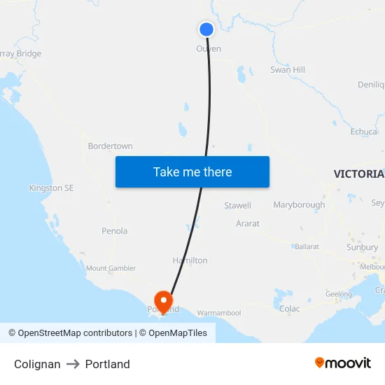 Colignan to Portland map