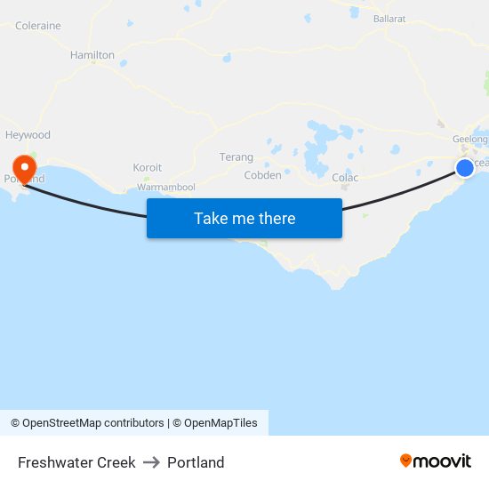 Freshwater Creek to Portland map