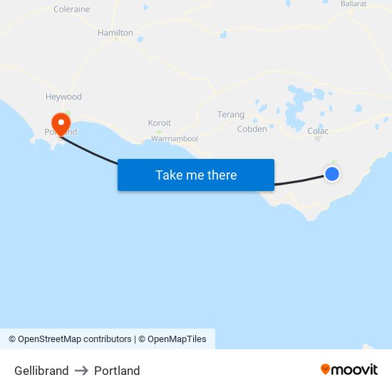Gellibrand to Portland map