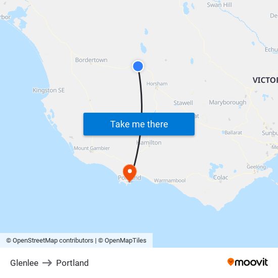 Glenlee to Portland map