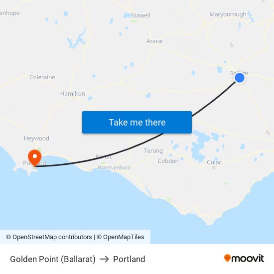 Golden Point (Ballarat) to Portland map