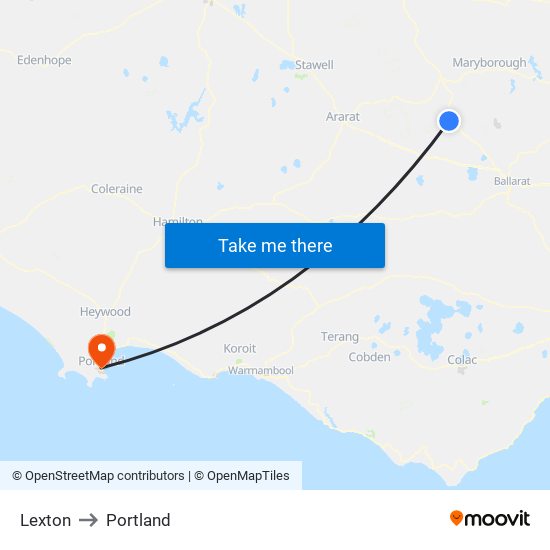 Lexton to Portland map