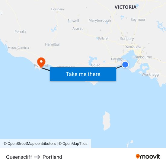 Queenscliff to Portland map