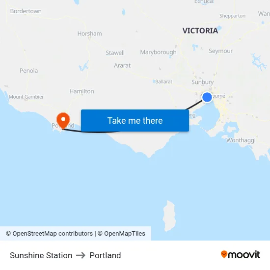 Sunshine Station to Portland map