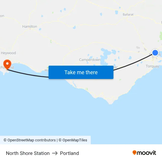 North Shore Station to Portland map