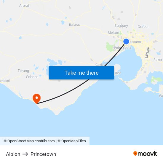 Albion to Princetown map