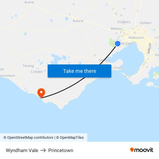 Wyndham Vale to Princetown map