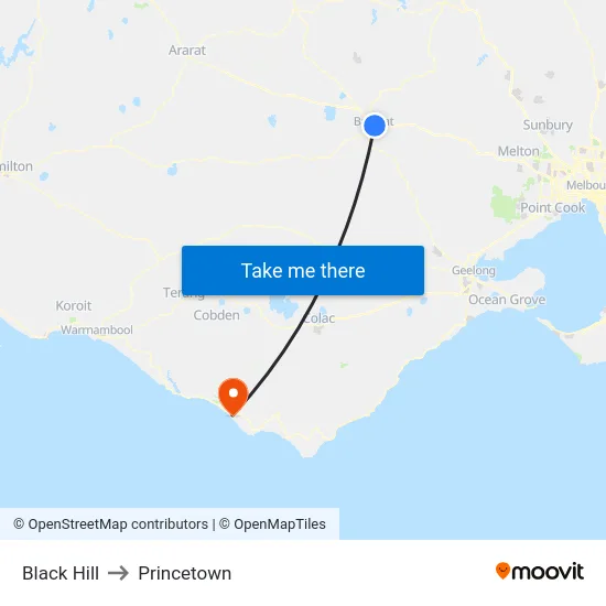 Black Hill to Princetown map