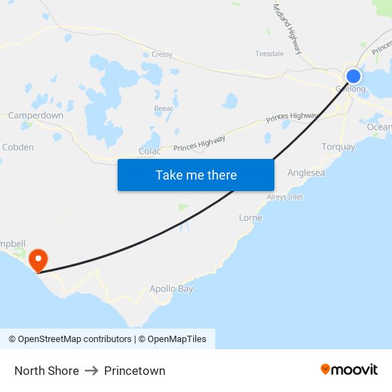 North Shore to Princetown map