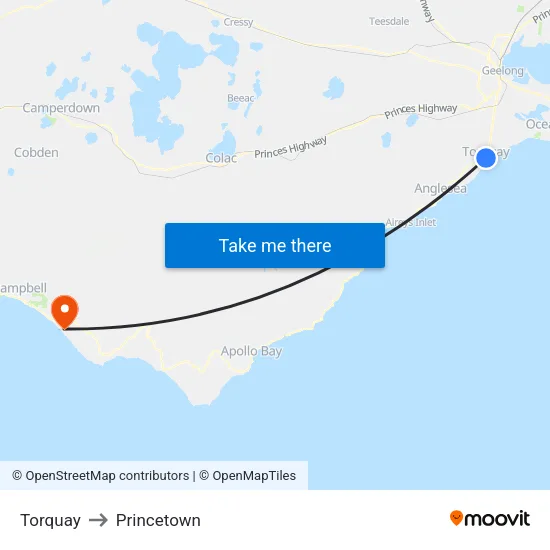 Torquay to Princetown map