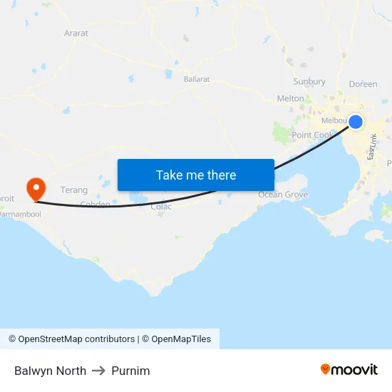Balwyn North to Purnim map