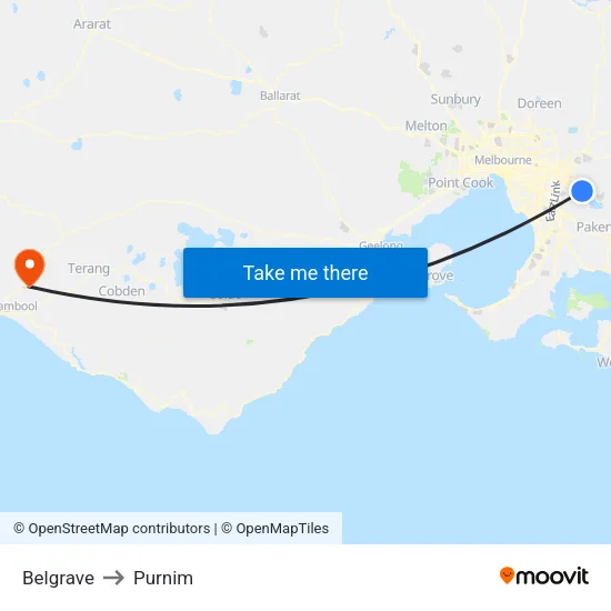 Belgrave to Purnim map