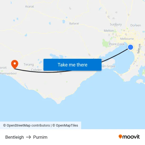 Bentleigh to Purnim map