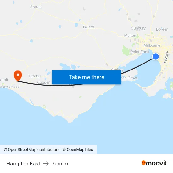 Hampton East to Purnim map