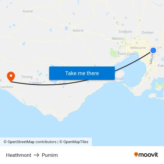 Heathmont to Purnim map