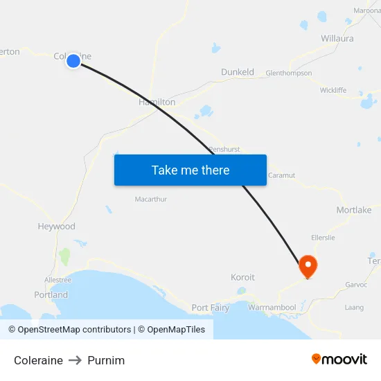 Coleraine to Purnim map