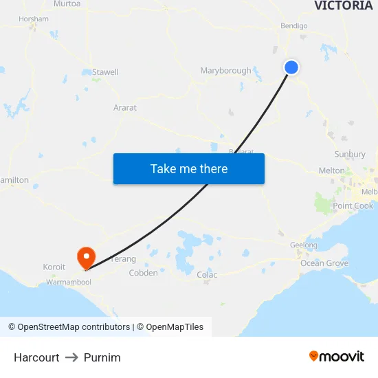 Harcourt to Purnim map