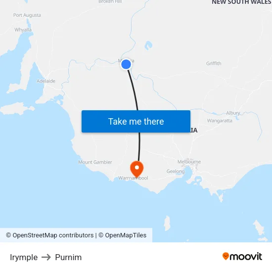 Irymple to Purnim map