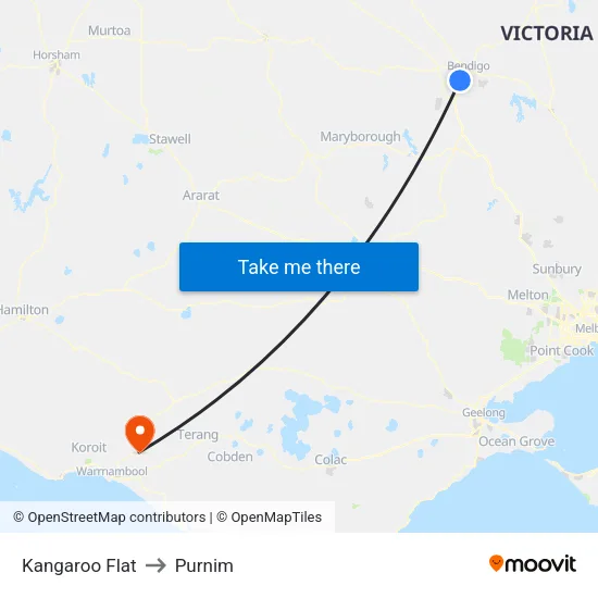 Kangaroo Flat to Purnim map