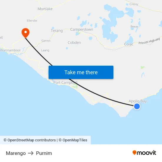 Marengo to Purnim map
