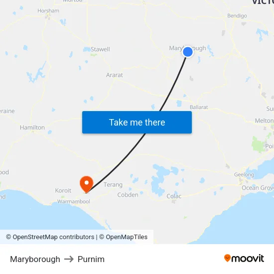 Maryborough to Purnim map