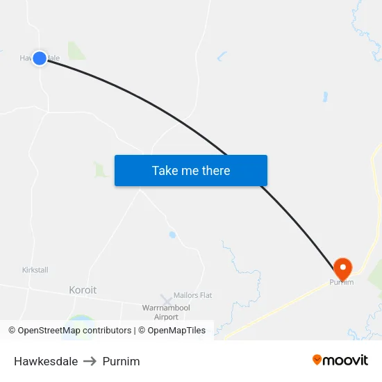 Hawkesdale to Purnim map