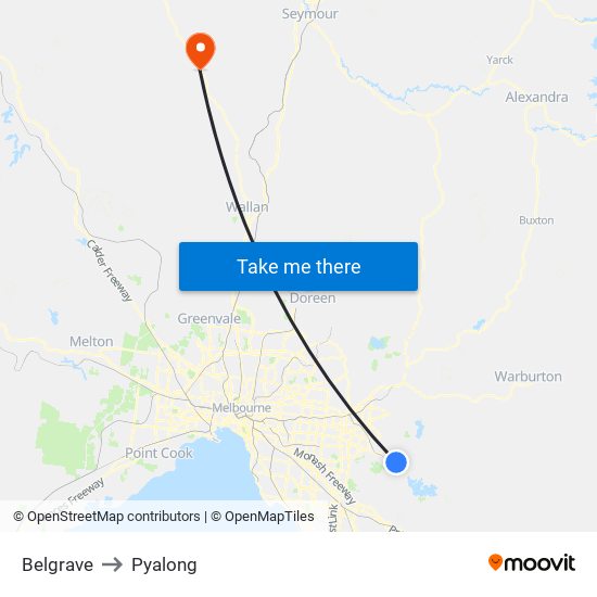 Belgrave to Pyalong map