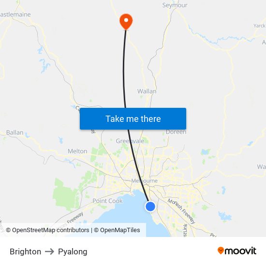 Brighton to Pyalong map