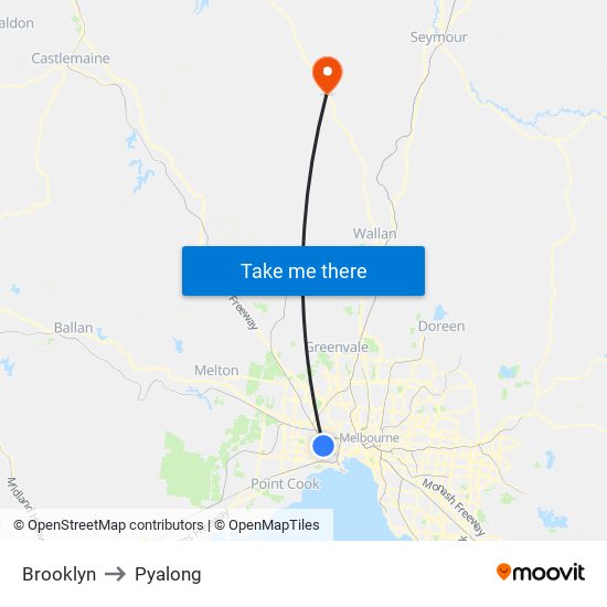 Brooklyn to Pyalong map
