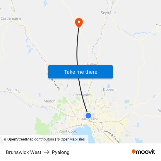 Brunswick West to Pyalong map