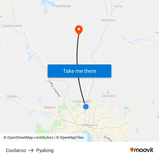 Coolaroo to Pyalong map