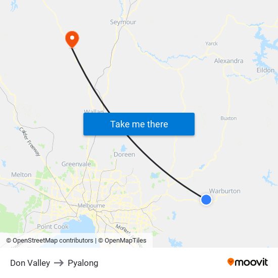 Don Valley to Pyalong map