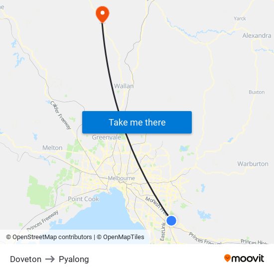 Doveton to Pyalong map