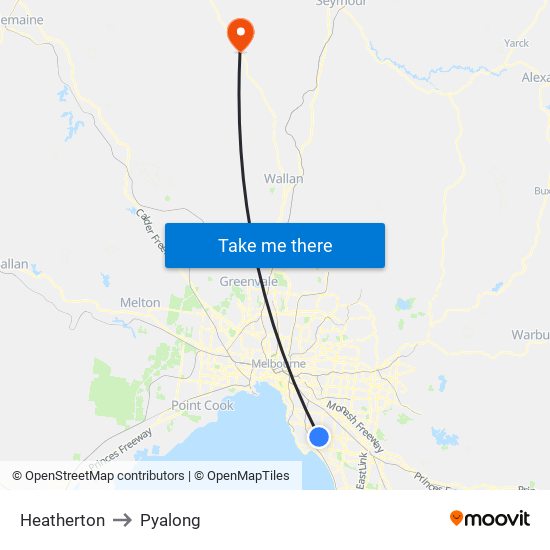 Heatherton to Pyalong map