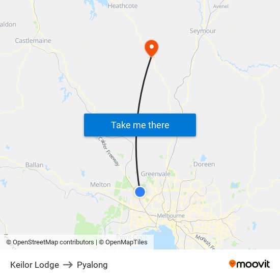 Keilor Lodge to Pyalong map