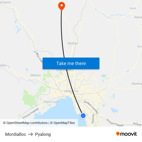 Mordialloc to Pyalong map