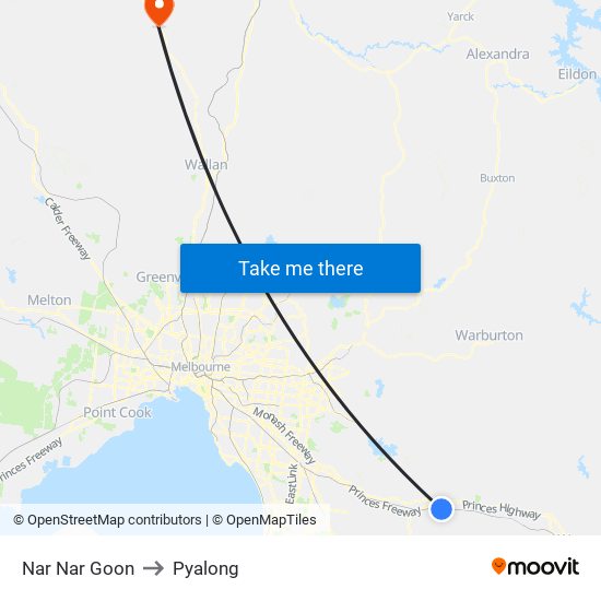 Nar Nar Goon to Pyalong map